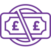 Icon showing cash (3) slashed through. SAM's mortgage advisers offer a free initial consultation