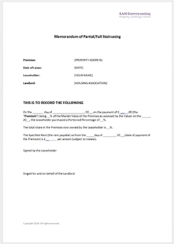 Memorandum Of Staircasing example from SAM Conveyancing