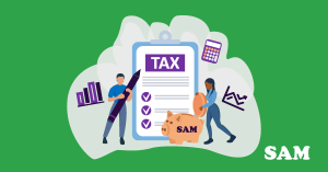 A couple filling in their tax return form whilst a piggybank, graphs, and a calculator surround them. SAM Conveyancing explains Capital Gains Tax for married couples A couple filling in their tax return form whilst a piggybank, graphs, and a calculator surround them. SAM Conveyancing explains Capital Gains Tax for married couples
