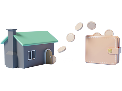 Cash floats from a model house into an open wallet. SAM Conveyancing's Buy to Let advice: how to be a successful landlord.