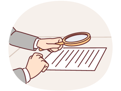 A conveyancing solicitor with grey sleeves inspecting an official document with a magnifying glass. SAM Conveyancing answers 'can I use a conveyancer instead of a solicitor?'