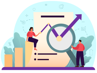 A man and a woman observing a valuation document using a large magnifying glass. SAM Conveyancing explains what a desktop valuation is, when to use one, and how to get one