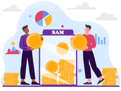 Two people holding coins whilst a moneybox sits in the middle. SAM Conveyancing answers 'do both parties need a solicitor for transfer of equity?'