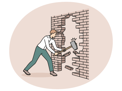 A man knocking down a wall with a sledgehammer. SAM Conveyancing answers the question 'Do I need a structural engineer to remove a wall?'