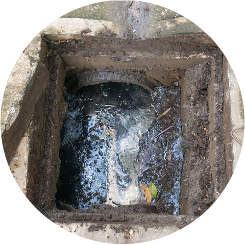 Drains and man hole covers flagged in a Home Building Survey