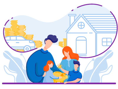 A Help to Buy Solicitor with a family, house, and money. SAM Conveyancing helps you with their expert Help to Buy Solicitors