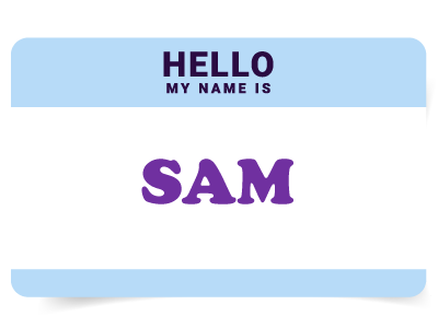 A name tag saying 'Hello my name is SAM' - SAM Conveyancing explains how to change your name on the Land Registry