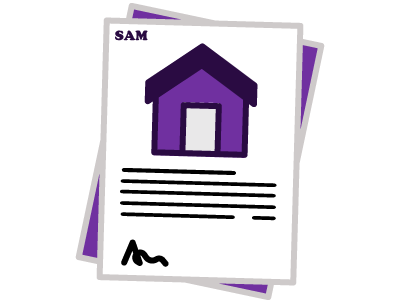 A title deed document with a signature at the bottom. SAM Conveyancing answers 'How Do I Get My Title After Paying Off My Mortgage?'