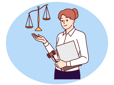 A female solicitor holding a legal document and a gavel, whilst scales of justice float above her hand. SAM Conveyancing explains how to put pressure on solicitors