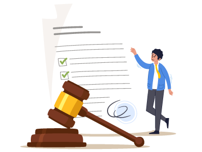 A man pointing to a trust document next to a gavel. SAM Conveyancing explains how to put your house in a trust