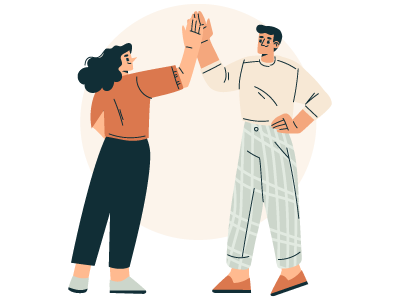 Leaseholder and Freeholder high fiving the terms of the lease extension. SAM Conveyancing's guide to an informal lease extension process