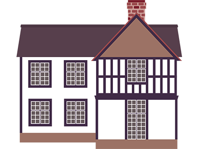 A mock Tudor house with black timber paneling and paned windows. SAM Conveyancing discusses the considerations for buying a mock Tudor house