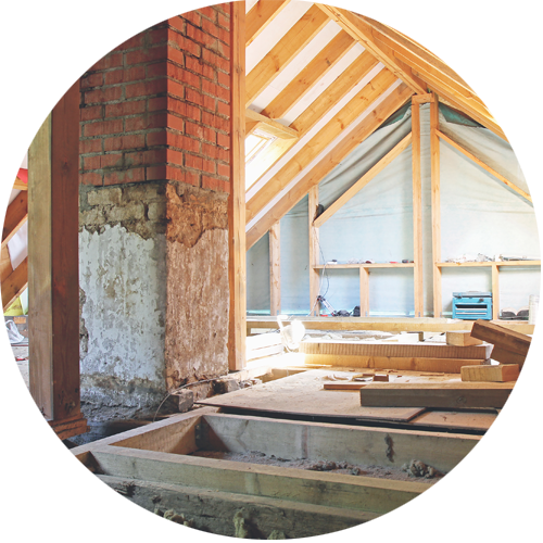 Roof loft space with insulation flagged in a Home Building Survey