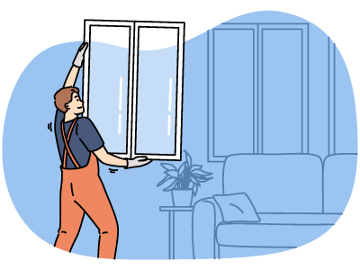 A man holding a window. SAM Conveyancing talks about the signs of double-glazing failure